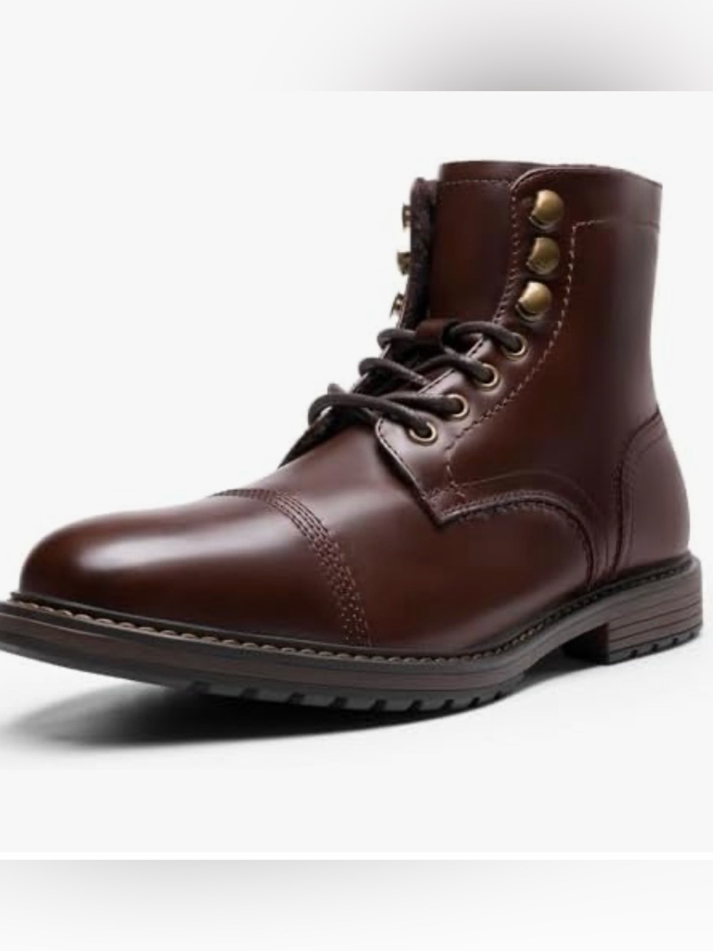 Bruno Mars stylish Motorcycle Men's Brown Leather Lace-Up Cap-Toe Work Boot